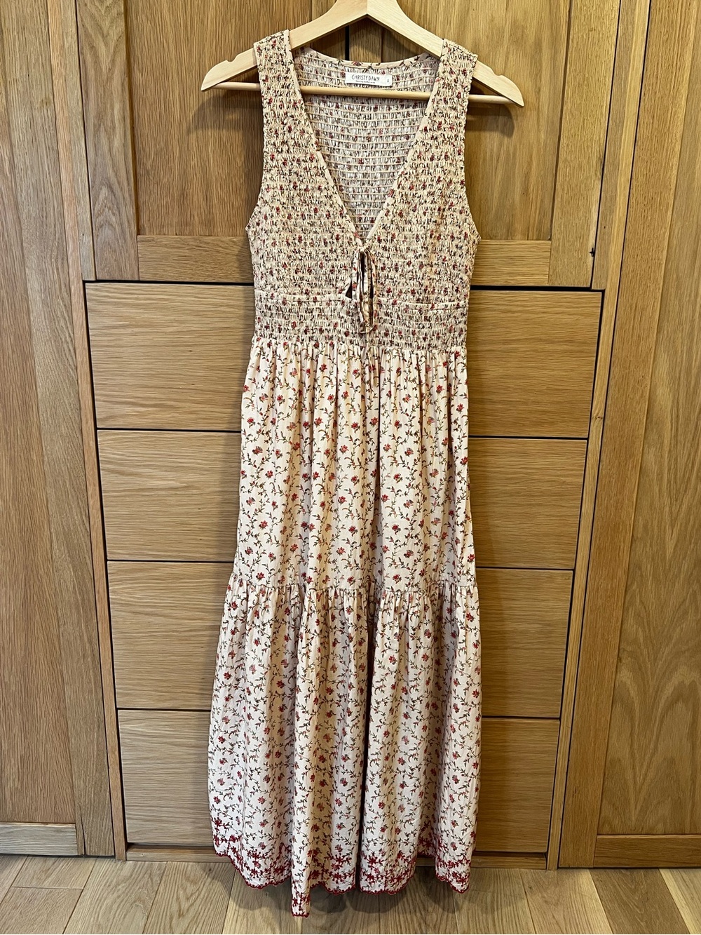 Christy Dawn Mika Dress Summer Trellis Floral Organic Cotton Size Small Cottage